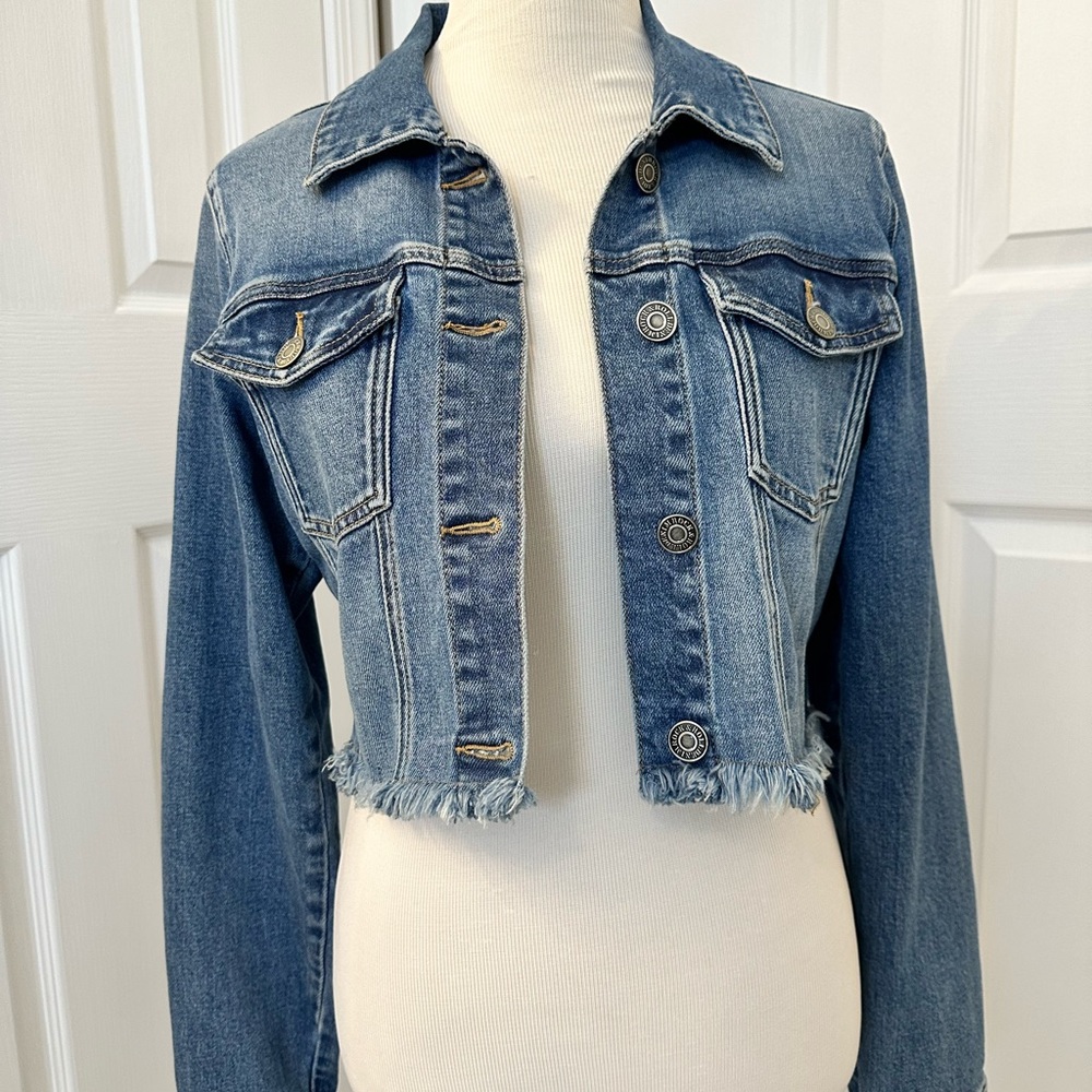 *Rock&Roll* Western Denim Studded Bead Fringe Cropped Jacket Size M